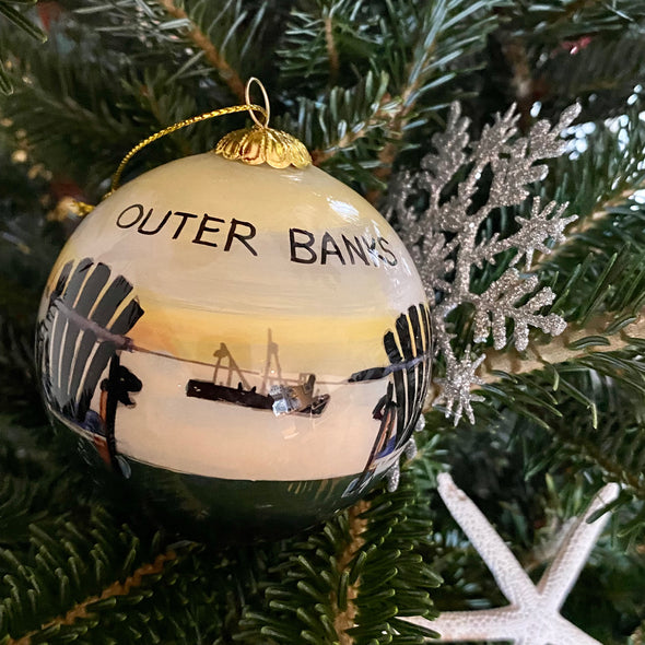 OUTER BANKS SERENITY PAINTED GLASS ORNAMENT