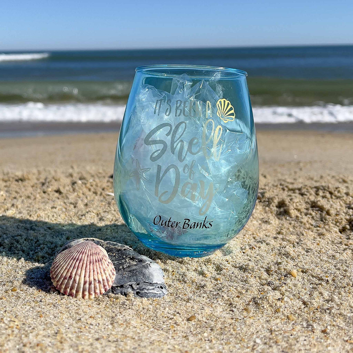 SHELLS STEMLESS WINE GLASS – OUTER BANKS GIFTS