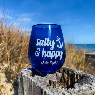 SALTY & HAPPY ANCHOR STEMLESS WINE GLASS