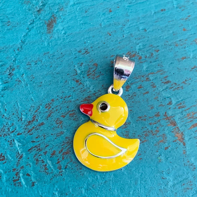 RUBBER DUCKY STERLING AND ENAMEL PENDANT