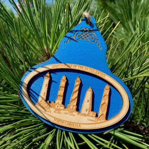 LIGHTHOUSES OF THE OBX WOODEN ORNAMENT