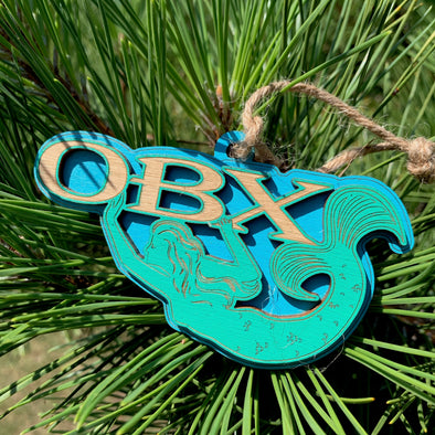 OBX MERMAID WOODEN CHRISTMAS ORNAMENT