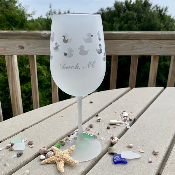 DUCK NC FROSTED BARWARE | Wine Glass Duck NC