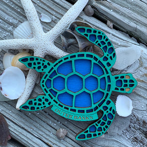 OBX SEA TURTLE WOODEN MAGNET