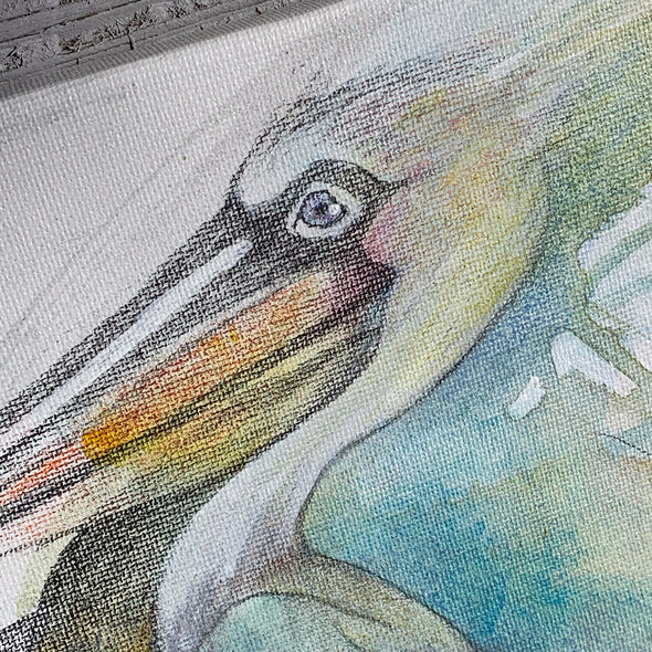Pelican, a Mixed Medium Watercolor by Diane Luke | Outer Banks Artisans