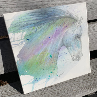 Purple Horse, a Mixed Medium Watercolor by Diane Luke | Outer Banks Artisans