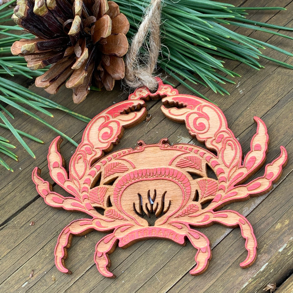 CRAB WOODEN CHRISTMAS ORNAMENT