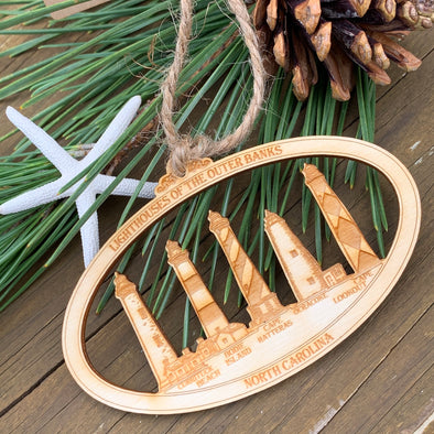 OBX LIGHTHOUSES WOODEN ORNAMENT