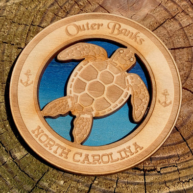OBX SEA TURTLE WOODEN MAGNET | Outer Banks Gifts