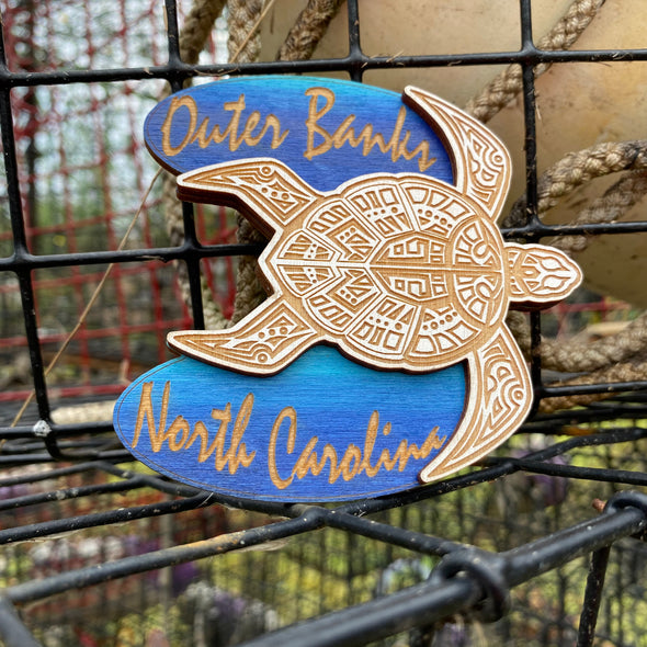 OUTER BANKS SEA TURTLE WOODEN MAGNET