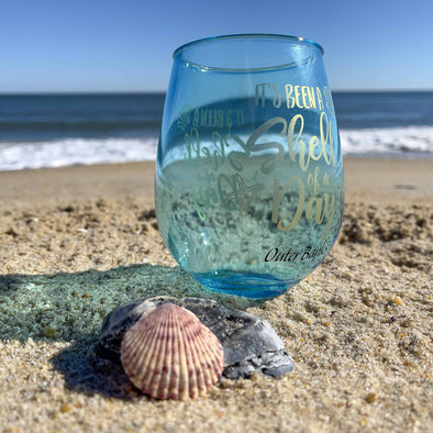 Custom Yeti 10oz River Green Wine Glass with Mermaid Outer Banks